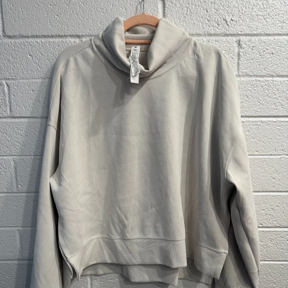 Lululemon Oversized Cowl Neck Sweatshirt Neutral Beige Pullover Size 12